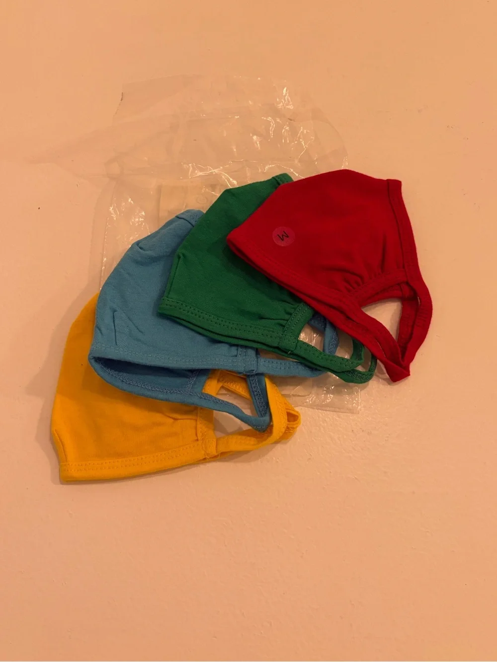 Kids 4-Pack Cotton Face Masks — Red, Green, Blue, Yellow